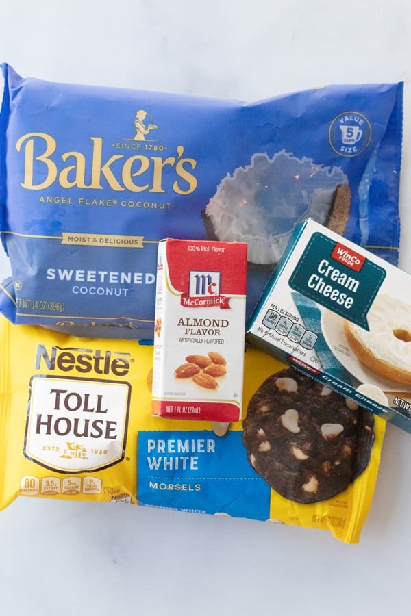 ingredients for coconut filling for chocolate bundt cake