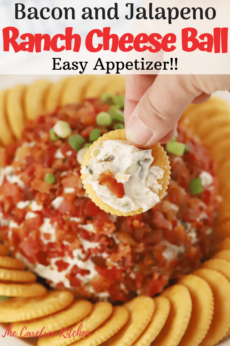 Pinterest pin for Jalapeno Popper Cheese Ball.