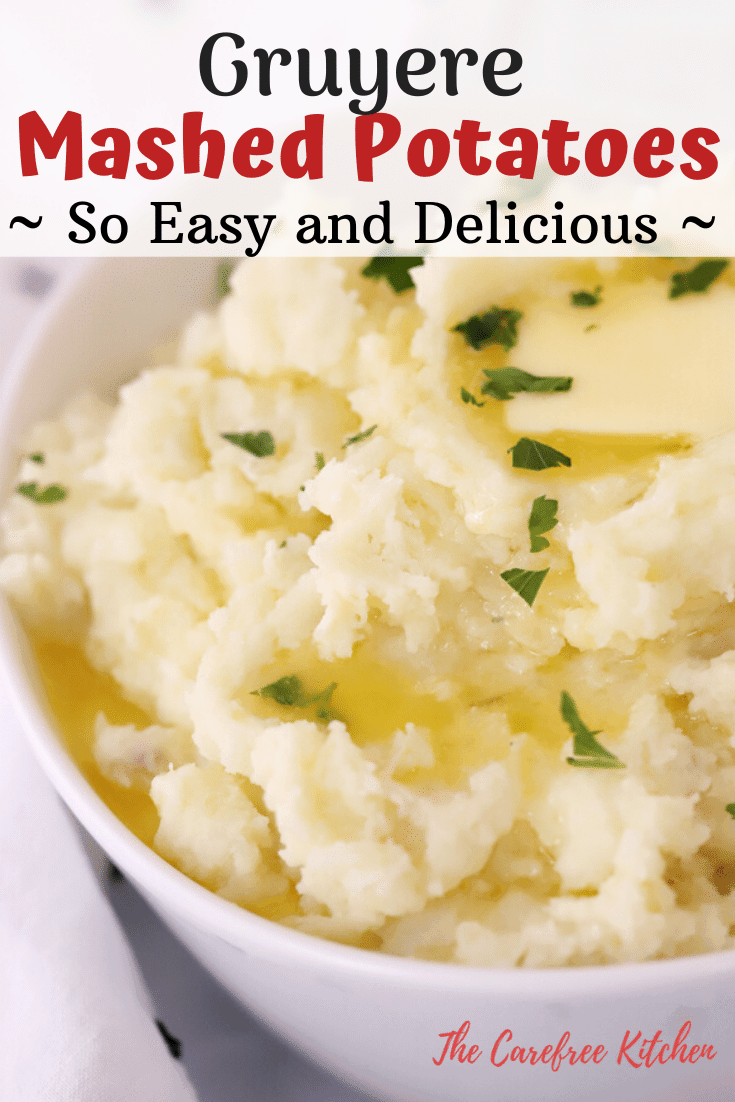 These Gruyere Mashed Potatoes are a creamy mashed potatoes recipe loaded with flavor.  I'll give you step-by-step instructions on how to get the best-mashed potatoes ever.  The entire family will love this easy potato recipe. #potato #potatoes #mashed #cheese #side #best #gruyere #mashedpotatoes #potatorecipe #easy #thecrefreekitchen