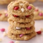 White chocolate chips coconut cookies stacked
