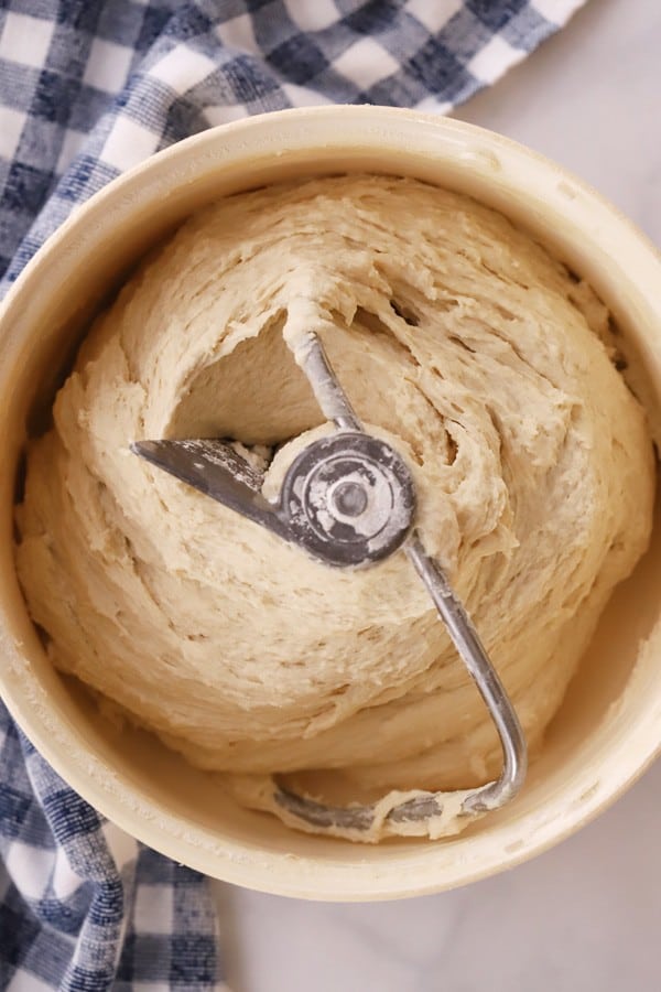French Bread Dough in mixer bowl