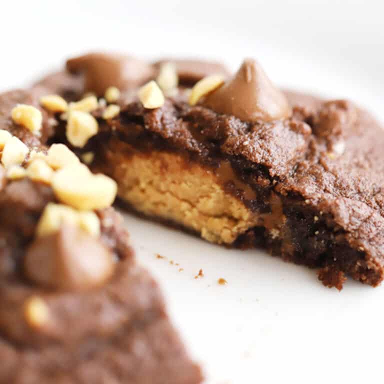side a chocolate, chocolate chip cookie, oh my!