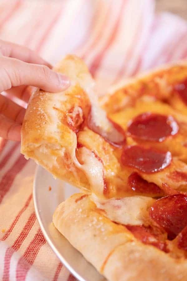 Cheese Stuffed Crust on a serving plate.