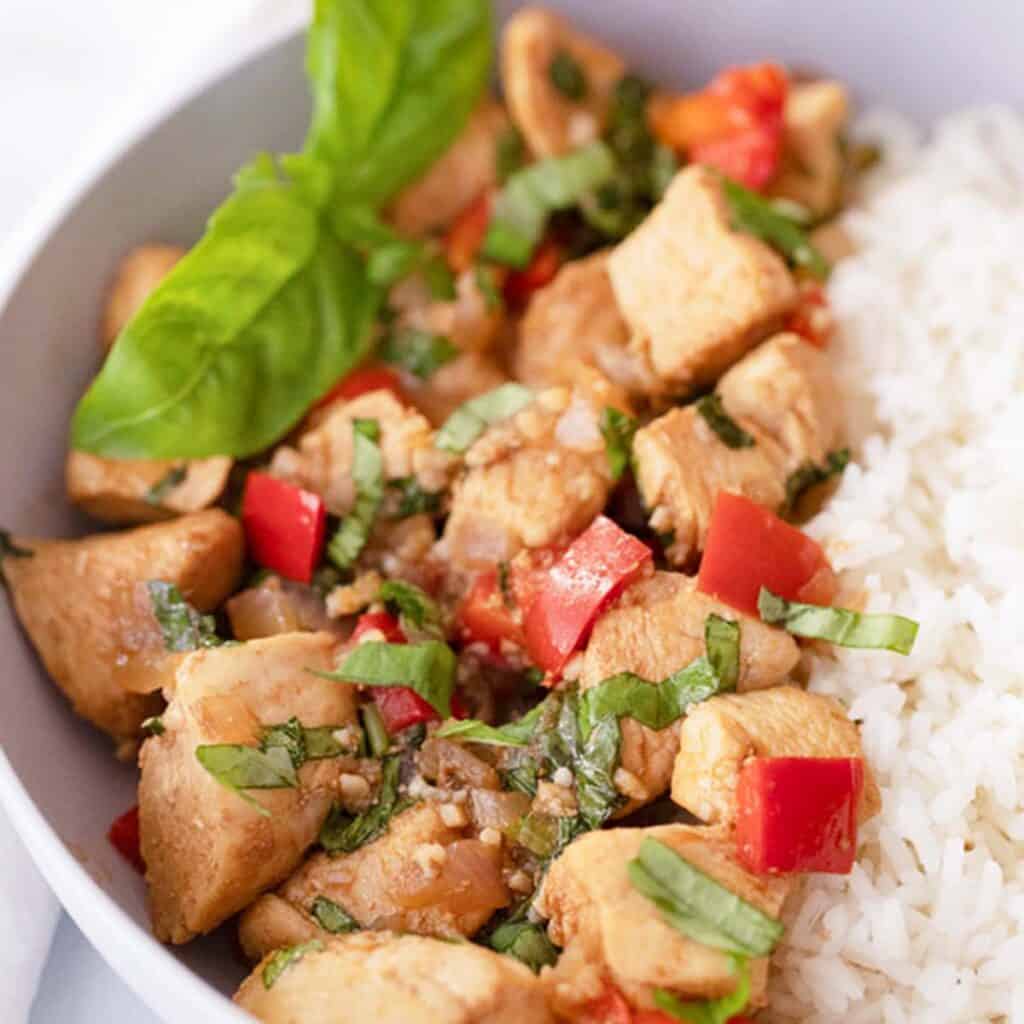 Thai Basil Chicken Stir fry, cheap and easy dinner ideas for family.