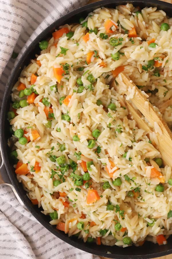 Rice pilaf in a pot.