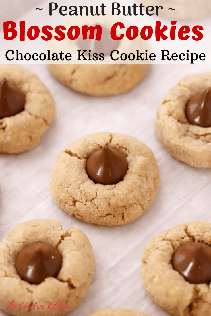 pinterst pin for Peanut butter blossom Cookies