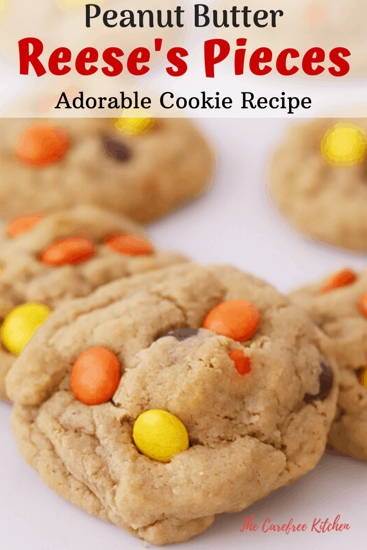 pinterest pin for reeses Pieces Cookies
