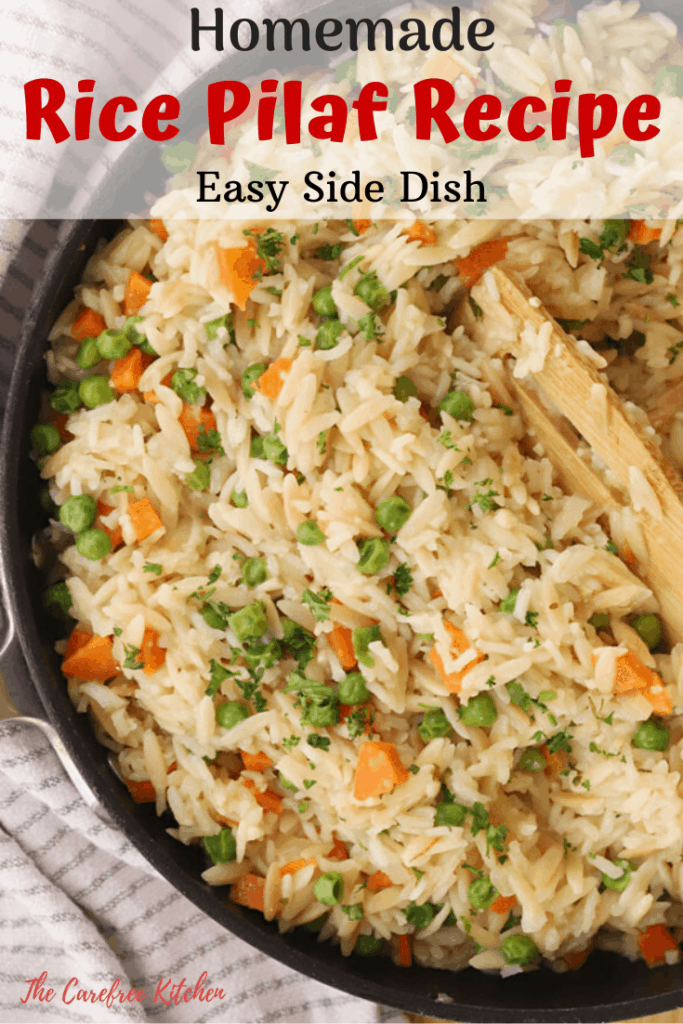 homemade rice pilaf recipe in a pan