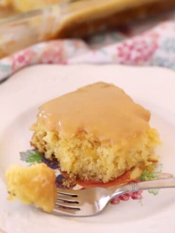 old fashioned pineapple cake on a plate