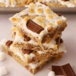 smores cookie bars stacked on top of each other