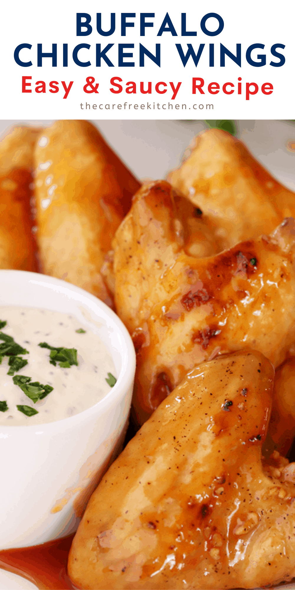 Pinterest pin for Oven-Baked Buffalo Chicken Wings.
