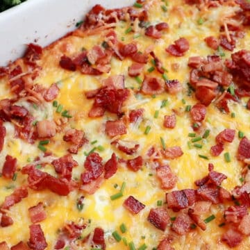 tatertot breakfast casserole with eggs and bacon, tater tot bacon breakfast casserole.