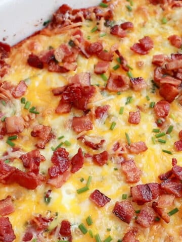 tatertot breakfast casserole with eggs and bacon, tater tot bacon breakfast casserole.