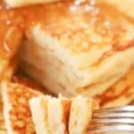 Homemade buttermilk pancakes on a plate.