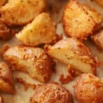 roasted red potatoes on a baking sheet