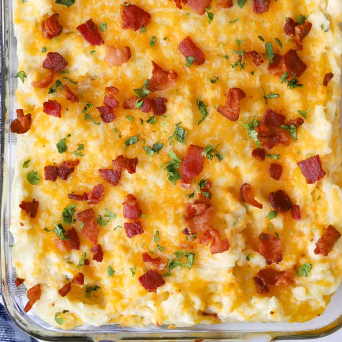 easy twice baked potato casserole make ahead. best thanksgiving side dishes.