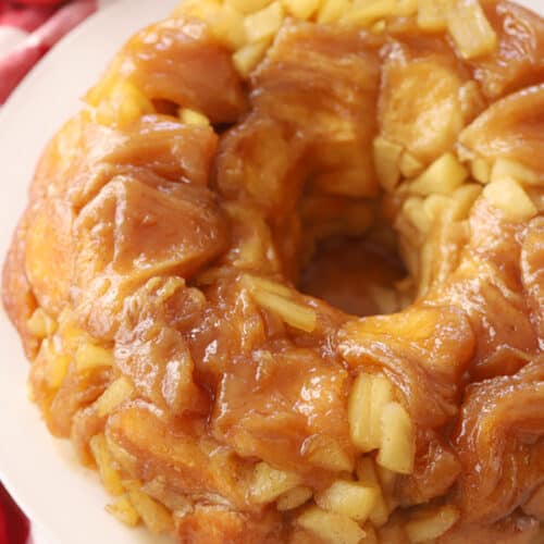 Apple Cinnamon Monkey Bread on a white plate.