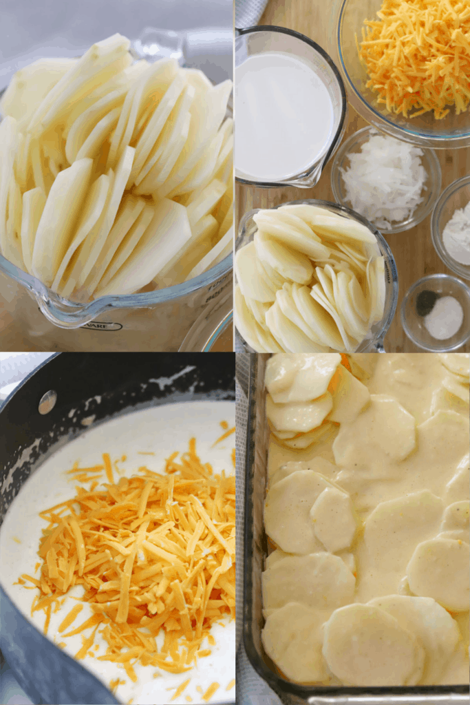 how to make this easy au gratin potatoes recipe; potatoes au gratin.
