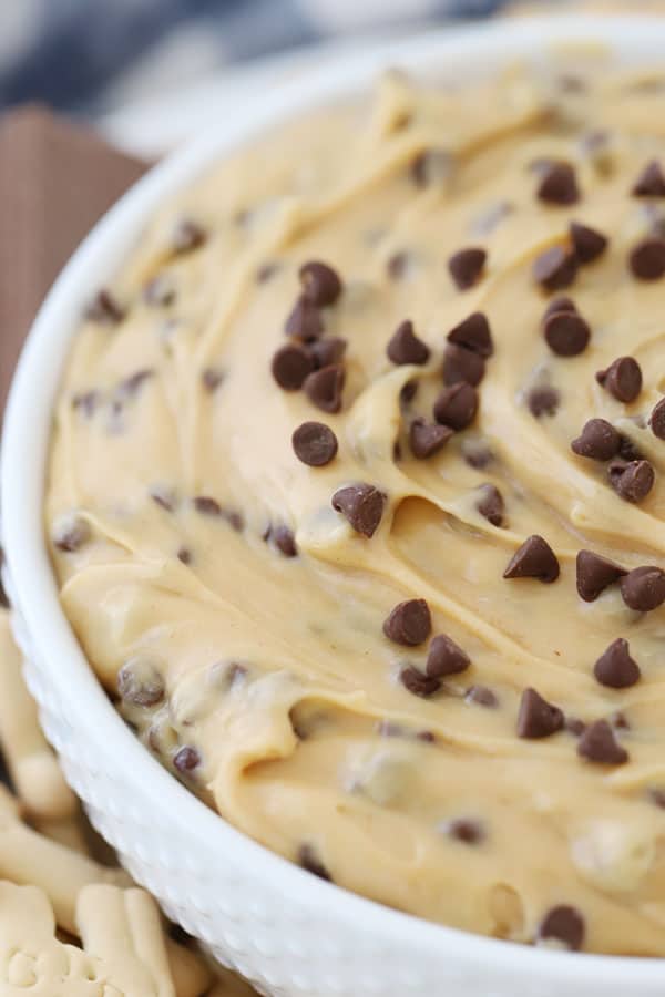 Buckeye dip in a white serving bowl.