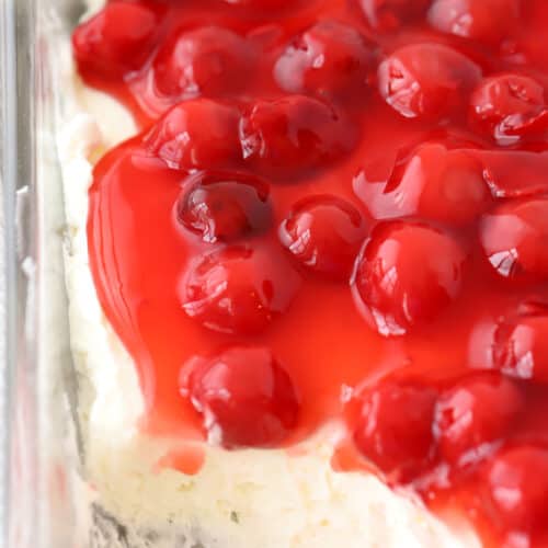 no bake cheesecake dip with cherries on top