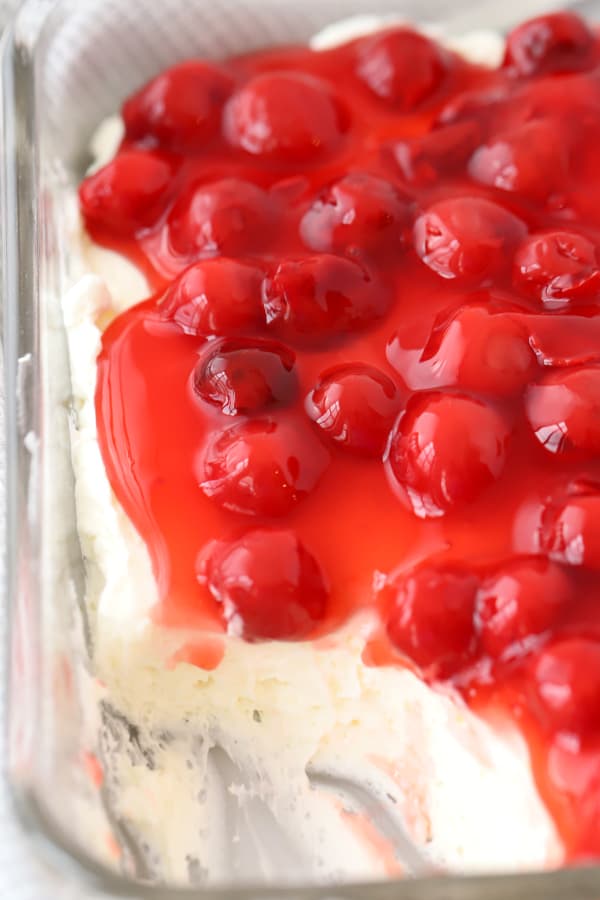 no bake cheesecake dip with cherries on top