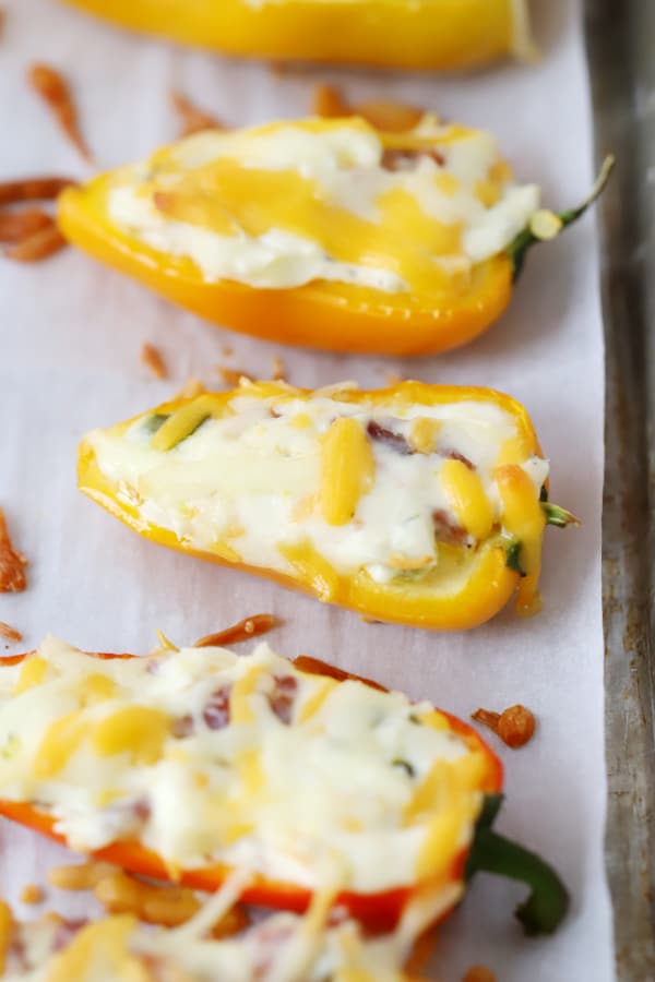 cream cheese stuffed peppers recipe. easy appetizer or brunch idea.
