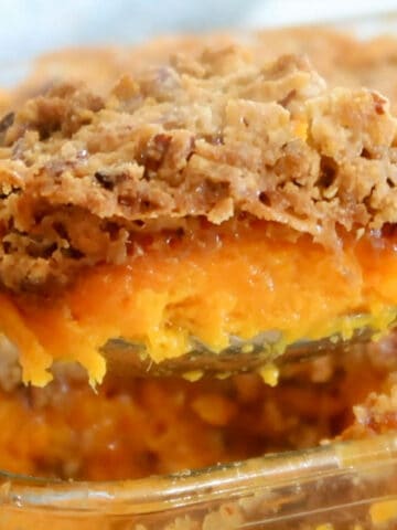 sweet potato casserole with pecan crumble topping