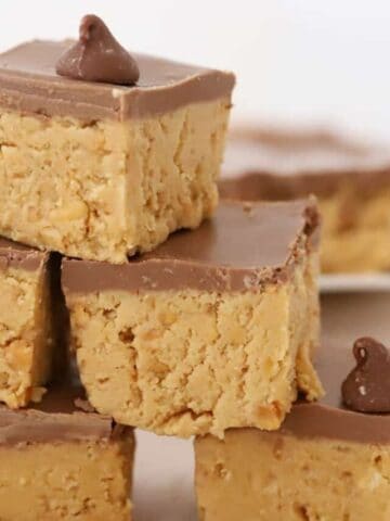 homemade peanut butter bars, easy not bake recipe