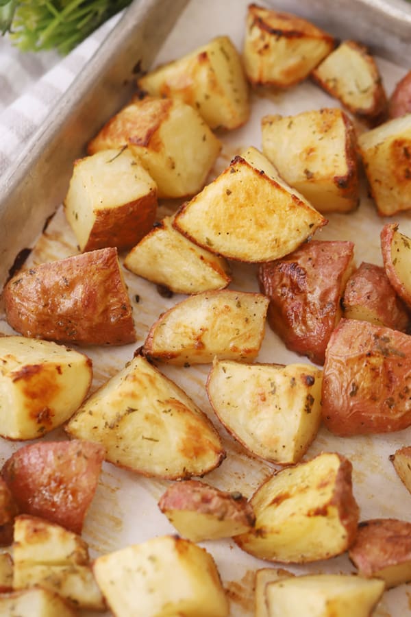 garlic and herb potatoes roasted in the oven