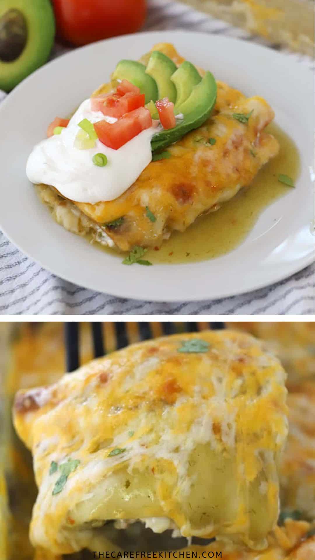 Green Chile Chicken Enchiladas Recipe The Carefree Kitchen