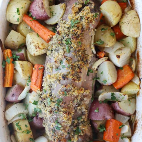 pork tenderloin roasted with vwgetables