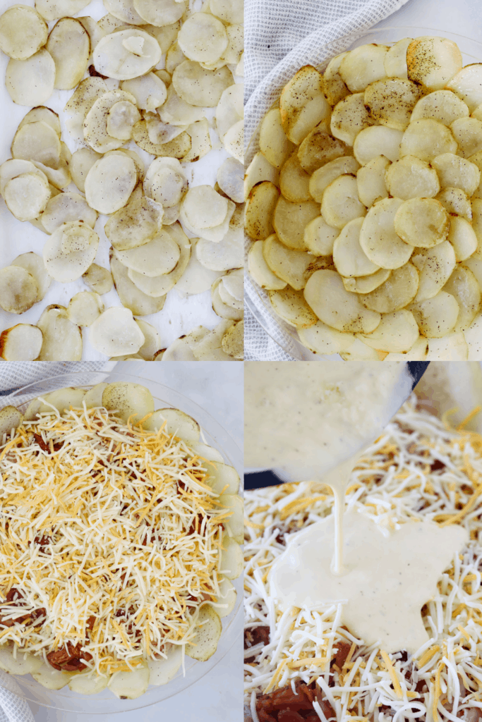 how to make potato crusted quiche process image, quiche with potato crust recipe. best brunch recipe.  potato quiche crust. 