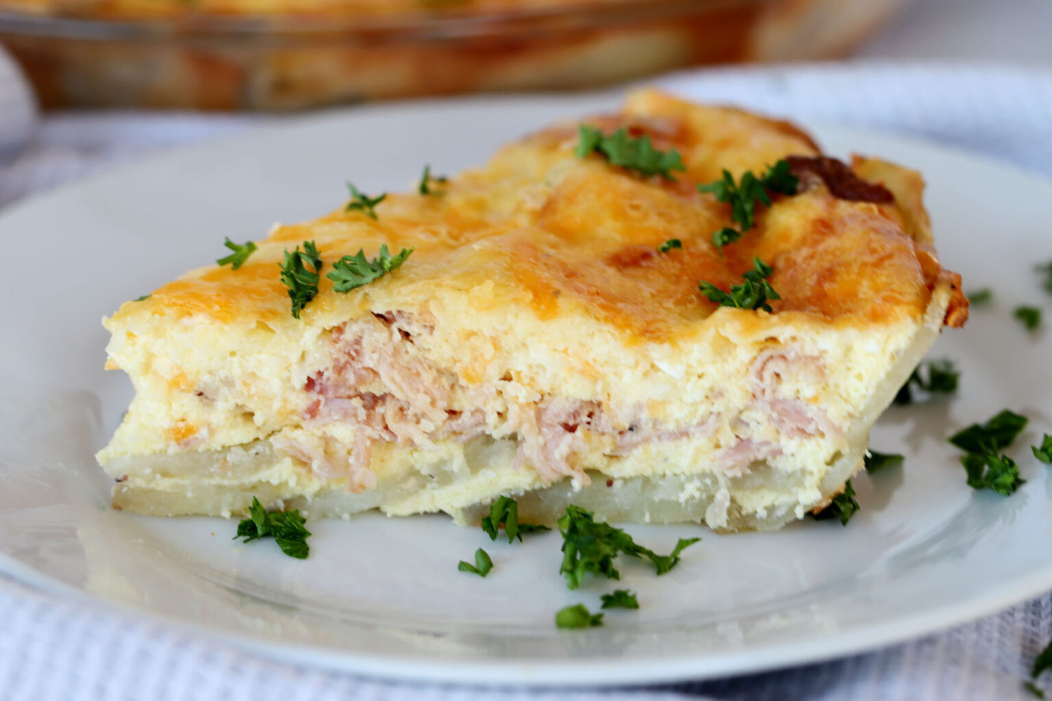 Potato Crust Quiche | Ham and Bacon | The Carefree Kitchen