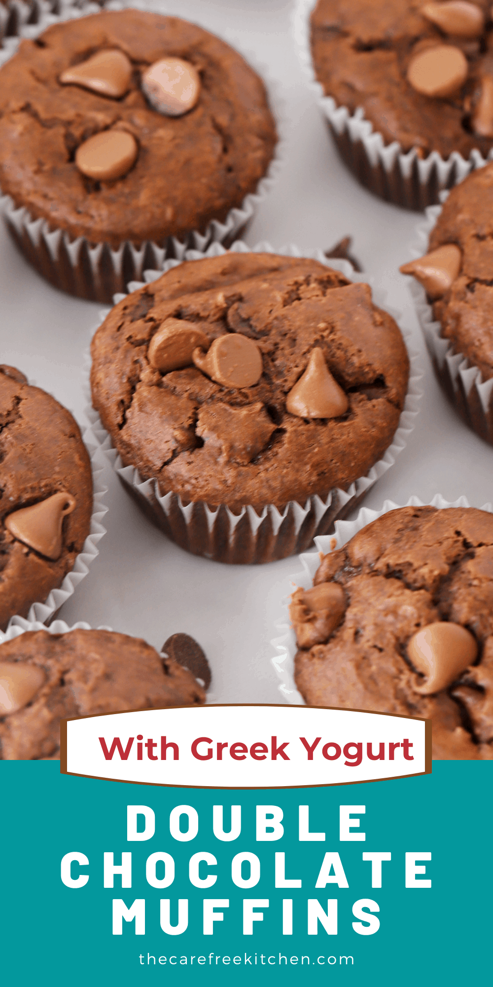 Pinterest pin for Double Chocolate Muffins