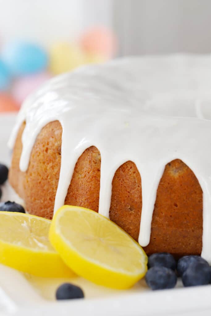 moist lemon bundt cake recipe with lemon icing on top