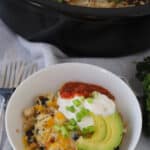 how to make slow cooker chicken burrito bowls for dinner.