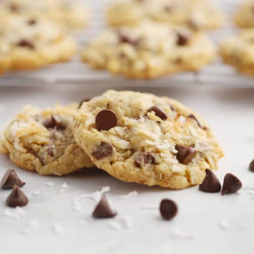 cowboy cookies with coconut and chocolate chips
