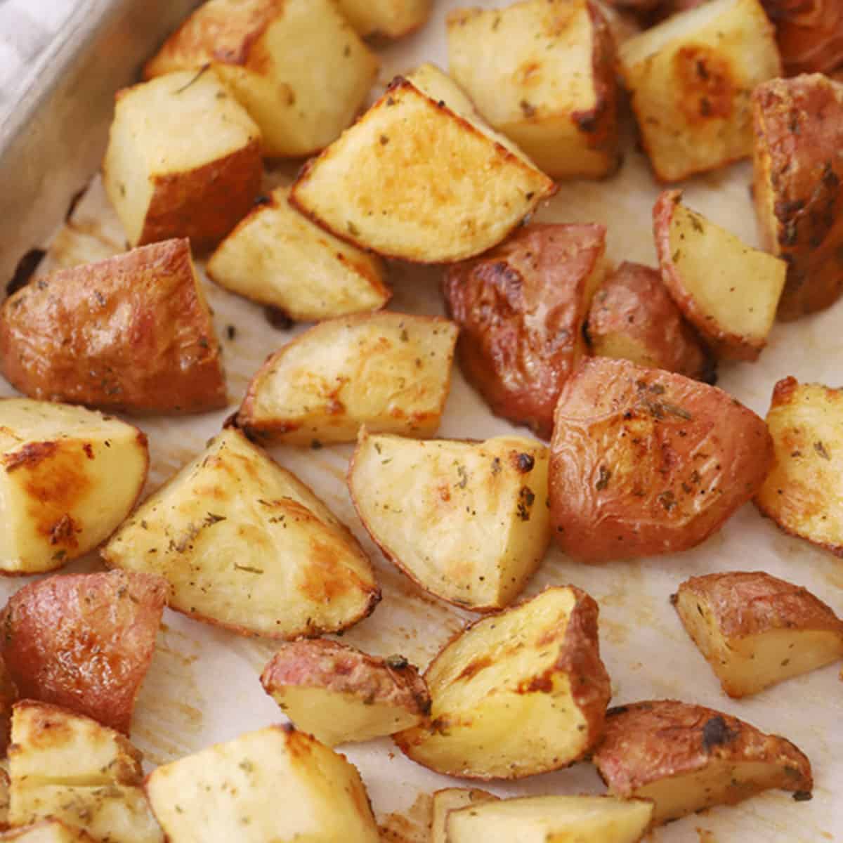 ranch potatoes on a baking sheet, recipe for ranch potatoes. ranch potatoes recipe.