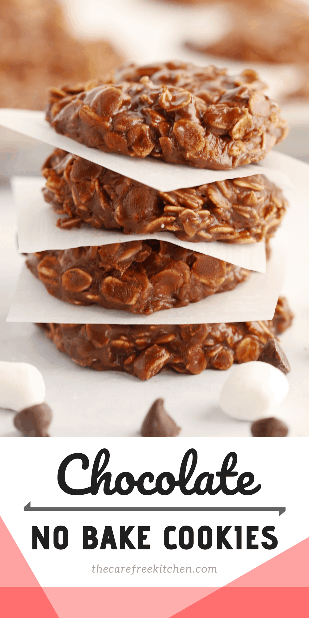 Pinterest pin for Chocolate No-Bake Cookies.