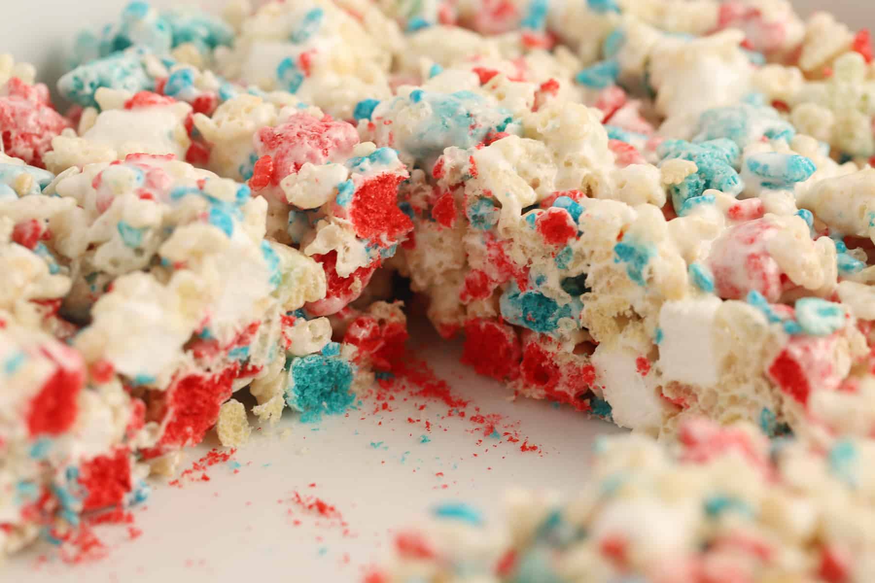 Rice Krispies Treats with red, white and blue.