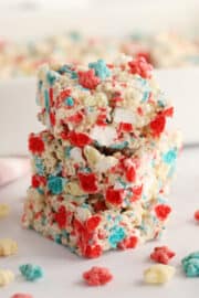 Red, White and Blue Rice Krispies Treats - The Carefree Kitchen
