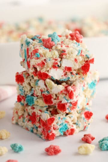 Red, White and Blue Rice Krispies Treats - The Carefree Kitchen