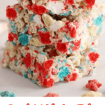Pinterest pin for Red White and Blue Rice Krispies