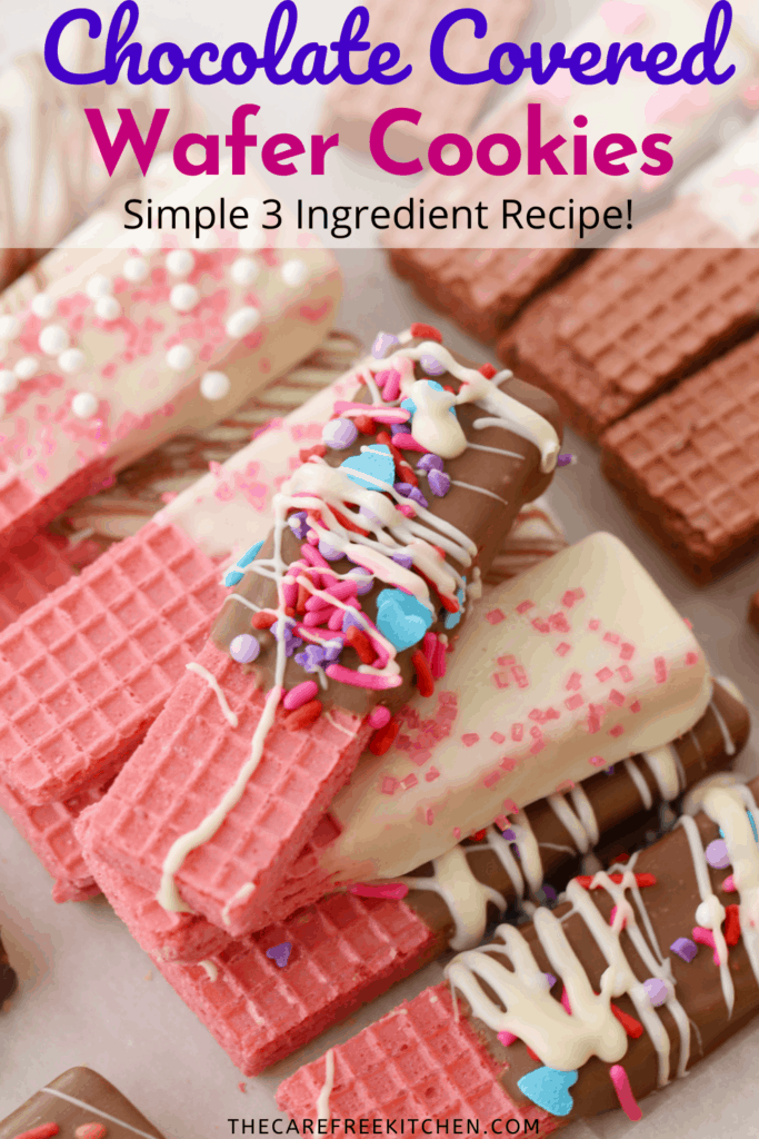 Pinterest pin for Chocolate Covered Wafer Cookies.