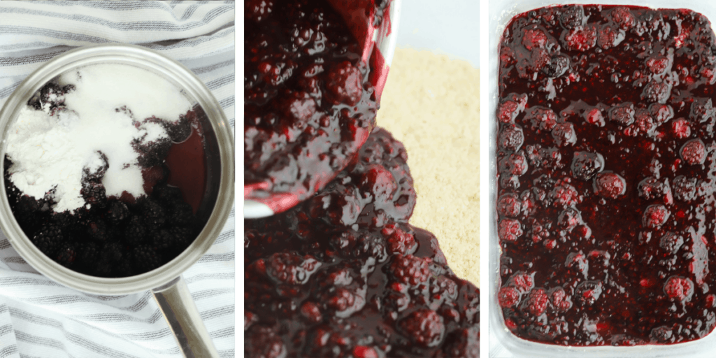 Recipe for blackberry sauce. Blackberry crumble bars.