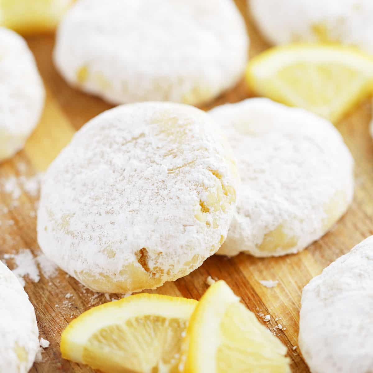 lemon cooler cookies with powdered sugar coating