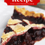 how long to bake cherry pie, homemade cherry pie recipe on a white plate.