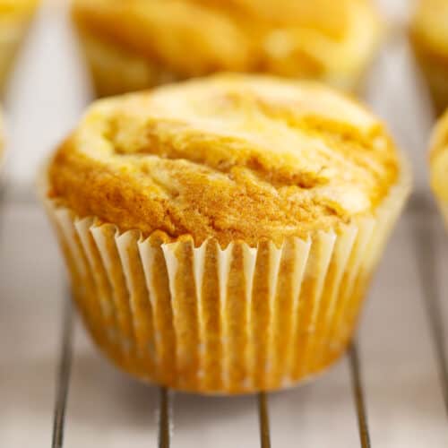 Pumpkin Muffins with Cheesecake Swirl - The Carefree Kitchen