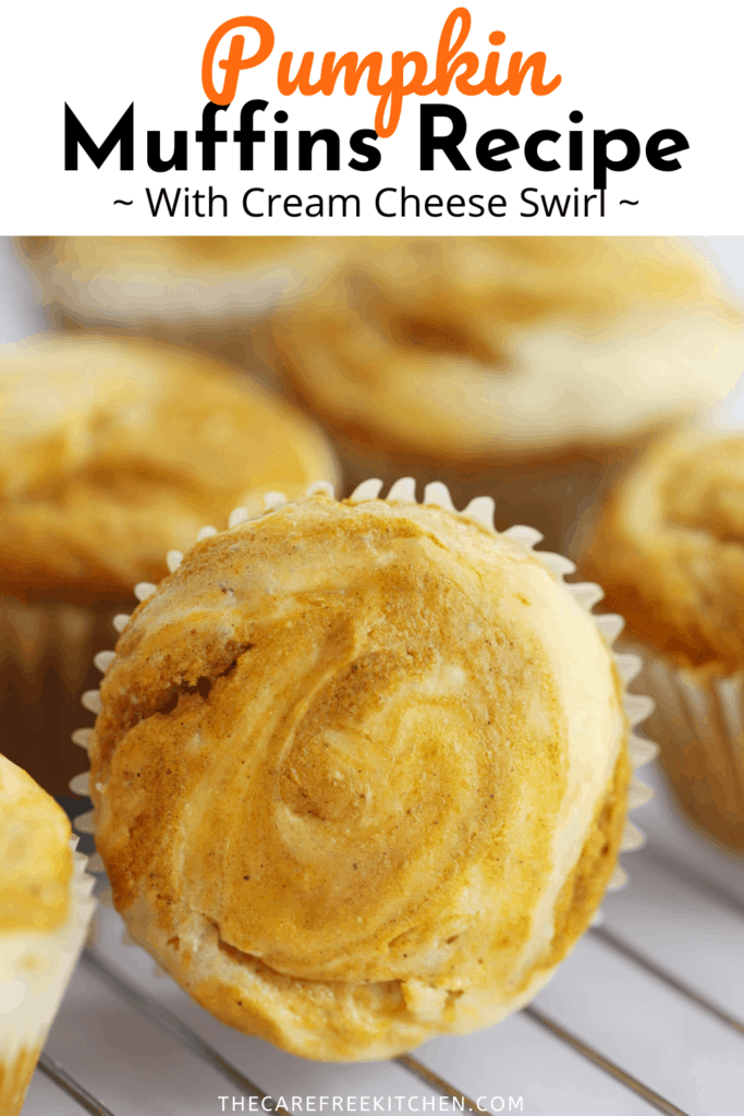 pumpkin muffin with cream cheese swirl. 