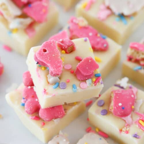 Animal Cookie Fudge stacked on top of each other